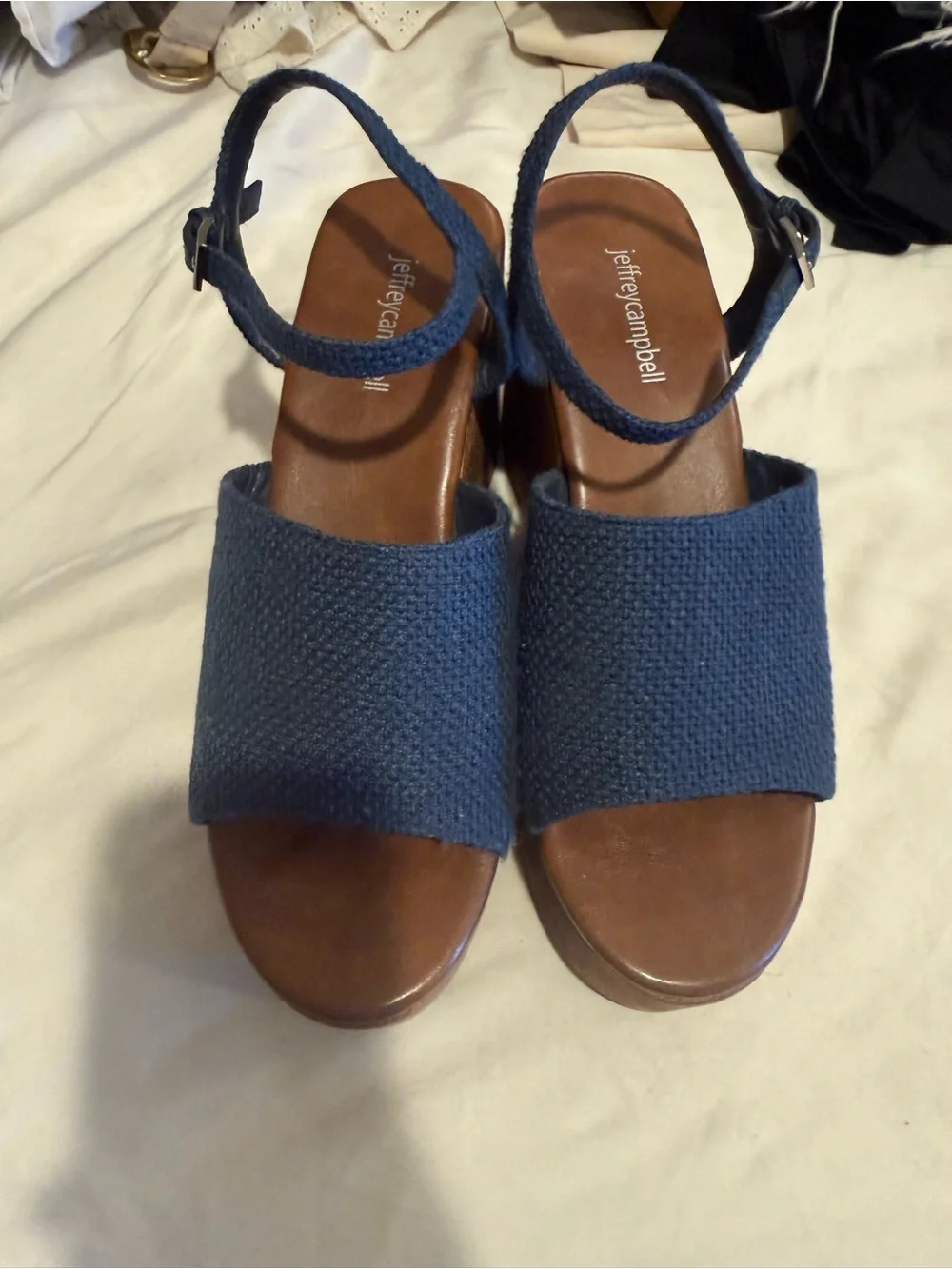 Jeffrey Campbell On Deck Wooden Wedge Platform Sandals